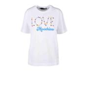 Wit Katoenen T-Shirt, Love Moschino Collectie Love Moschino , White , ...