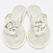 Pre-owned Leather flats Chanel Vintage , Gray , Dames