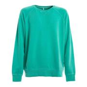 Ronde Hals Katoenen Sweater Sun68 , Green , Heren