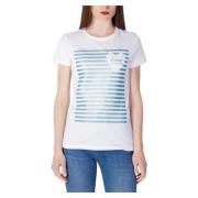 Glitter Strepen Dames T-shirt Love Moschino , White , Dames