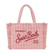 Tweed Medium Tas met Franjes MC2 Saint Barth , Pink , Dames