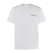 Witte Katoenen T-shirt met Logo Carhartt Wip , White , Heren