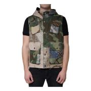 Multicolor Patchwork Hooded Vest Jas Dolce & Gabbana , Multicolor , He...