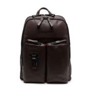 Bruine leren laptoptas met schokdemper Piquadro , Brown , Unisex