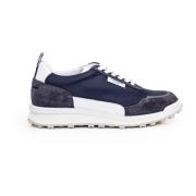 Blauwe Suède Vetersluiting Sneakers Thom Browne , Blue , Heren