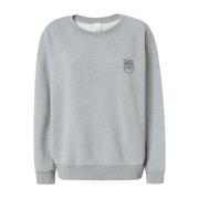 Geborduurd Logo Grijze Sweater Katoen Pinko , Gray , Dames