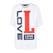 Katoenen T-shirt met stijlvol ontwerp Love Moschino , White , Dames