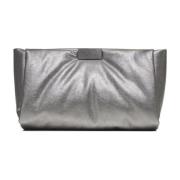 Glinsterende Zilveren Leren Clutch Tas Brunello Cucinelli , Gray , Dam...