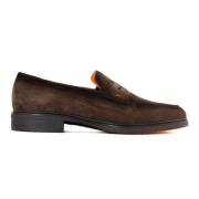 Bruin Leren Instap Mocassin Schoenen Santoni , Brown , Heren