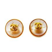 Pre-owned Fabric earrings Chanel Vintage , Yellow , Dames