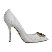 Kristal Kant Hak Pumps Wit Dolce & Gabbana , White , Dames