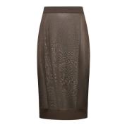 Bruine Doorschijnende Gebreide Pencil Midi Rok Saint Laurent , Brown ,...