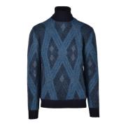 Mohair Wolmix Gebreide Trui Alpha Studio , Blue , Heren