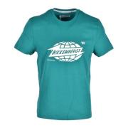 Katoen Elastaan T-shirt Bikkembergs , Green , Heren