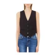 Elegante Zwarte Dandy Sweater Vest Liu Jo , Black , Dames