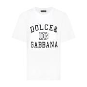 Logo Print Crew Neck T-shirts Dolce & Gabbana , White , Dames