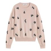 Fancy Fox Geborduurde Trui Maison Kitsuné , Pink , Dames