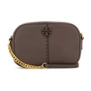 Grijze Leren Crossbody Tas Tory Burch , Gray , Dames