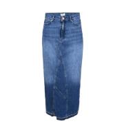 Denim Geborduurde Lange Rok DNM Pure , Blue , Dames