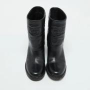 Pre-owned Leather boots Chanel Vintage , Black , Dames