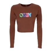 Bubble Cropped Longsleeve Tee Obey , Brown , Dames