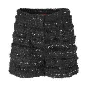 Gerafelde Band Shorts Zwart Cras , Black , Dames