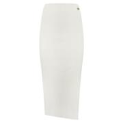 Geribbelde Viscose Rok Twinset , White , Dames