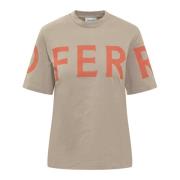 Maxi Logo Korte Mouwen T-shirt Salvatore Ferragamo , Beige , Dames