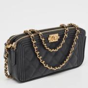 Pre-owned Leather clutches Chanel Vintage , Black , Dames