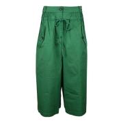 Katoen Elastaan Broek Semicouture , Green , Dames