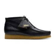 Zwarte leren Wallabee laars Clarks , Black , Heren