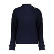 Navy Sweater met Gouden Knopen Geisha , Blue , Dames