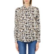 Bruine Satijnen Viscose Shirt voor Vrouwen Liu Jo , Multicolor , Dames