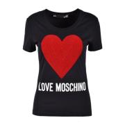 Witte T-shirt uit de Love Moschino Collection Love Moschino , Black , ...