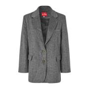 Klassieke Oversized Blazer Grijs Herringbone Cras , Gray , Dames