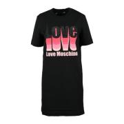 Stijlvolle Zwarte Katoenen Jurk Love Moschino , Black , Dames