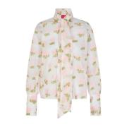 Bloemen Geborduurde Doorschijnende Organza Blouse Cras , Multicolor , ...