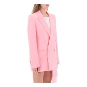 Dubbelrijige blazer met satijnen afwerking Msgm , Pink , Dames