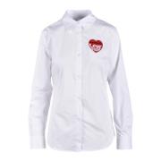 Katoen Spandex Shirt Love Moschino , White , Dames