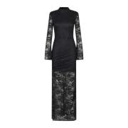 Elegante Maxi Jurk met Bloemenpatroon Cras , Black , Dames