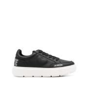 Zwarte platte schoenen met logodetail Love Moschino , Black , Dames