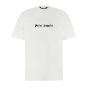 Casual Katoenen T-shirt voor Mannen Palm Angels , White , Heren