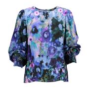 Blauwe Top met Lange Mouwen en Knoop Desigual , Blue , Dames