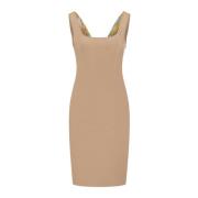 Stretch Katoenen Jurk Moschino , Beige , Dames