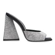 Rhinestone Square Toe Polyester Mules The Attico , Black , Dames