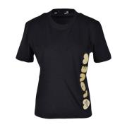 Katoenen T-shirt met Stijlvol Ontwerp Love Moschino , Black , Dames