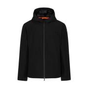 Zwarte Velours Hoodie met Neopreen Details Suns , Black , Heren