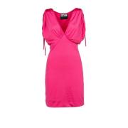 Coole Korte Jurk V-Hals Fuchsia Versace Jeans Couture , Pink , Dames