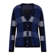 Ruitpatroon V-hals Cardigan Sweaters Emporio Armani , Blue , Dames