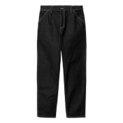 Zwarte Eenvoudige Jeansbroek met Logo Carhartt Wip , Black , Heren